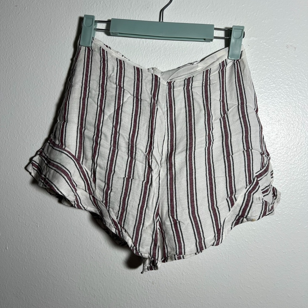 Lush High Waist Striped Shorts - White and Black